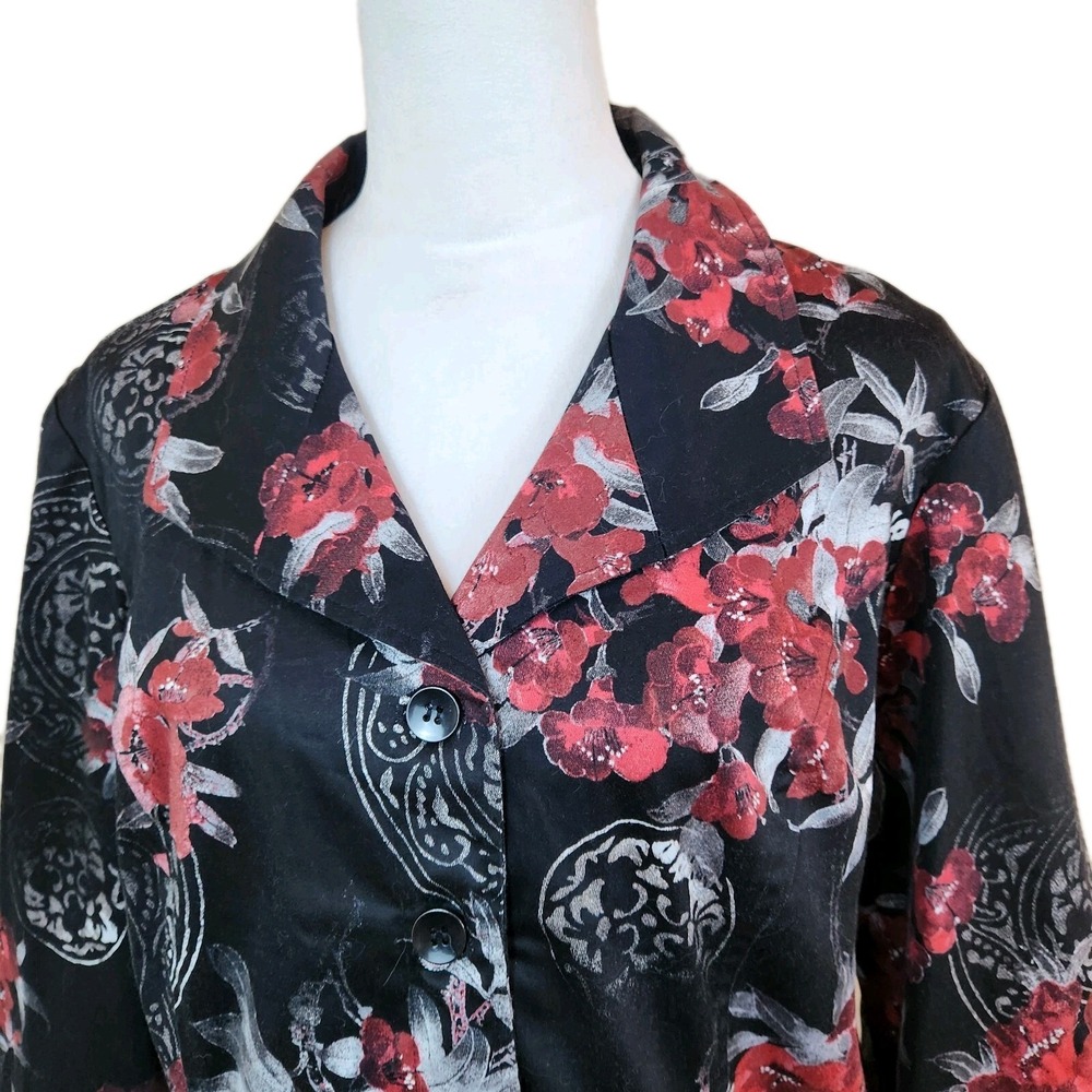 Chicos 2 Womens Jacket Size Large Multicolor Floral Cottagecore Sparkle‎ Blazer